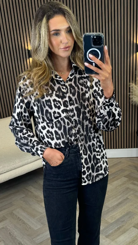 Gracen Beige & Black Leopard Print Shirt