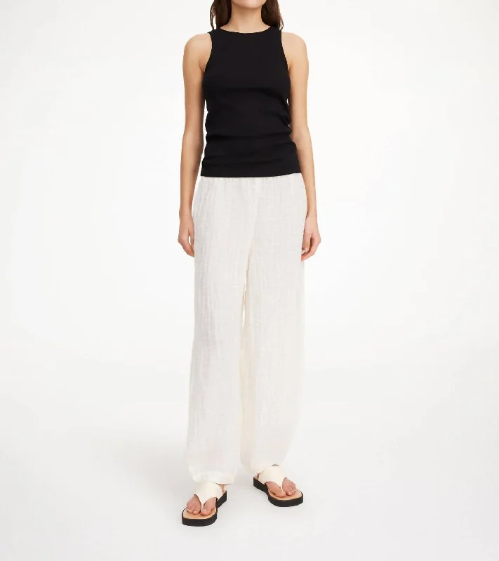 Mikele Organic Linen Trouser Pants In Pure White