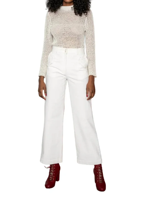 Sam High Waisted Corduroy Pant In Gardenia