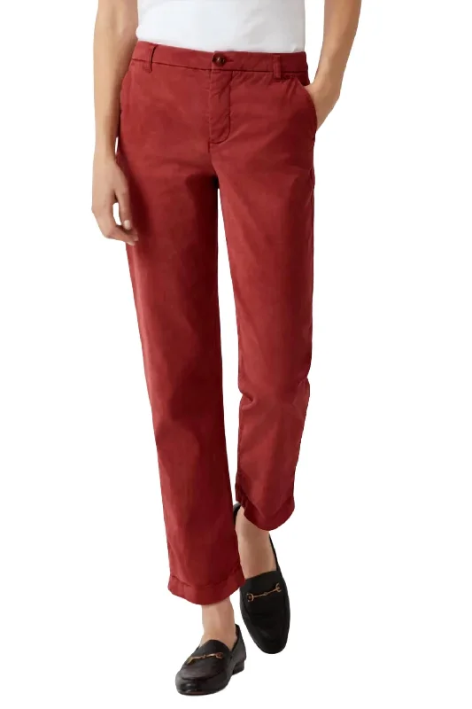 Women's Mitchell Roll Cuff Chino Pant In Crimson