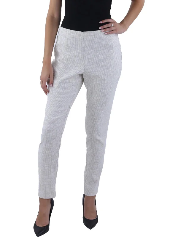 Womens Textured Polyester High-Waisted Pants