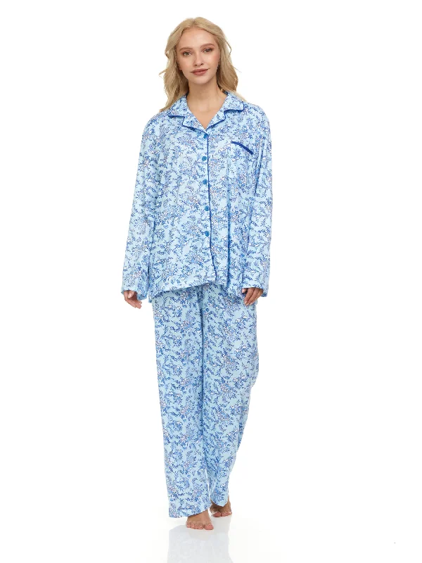 3100 Women Pajamas Set Pants And Top Long Sleeve, 2-Piece Female Pajamas Set