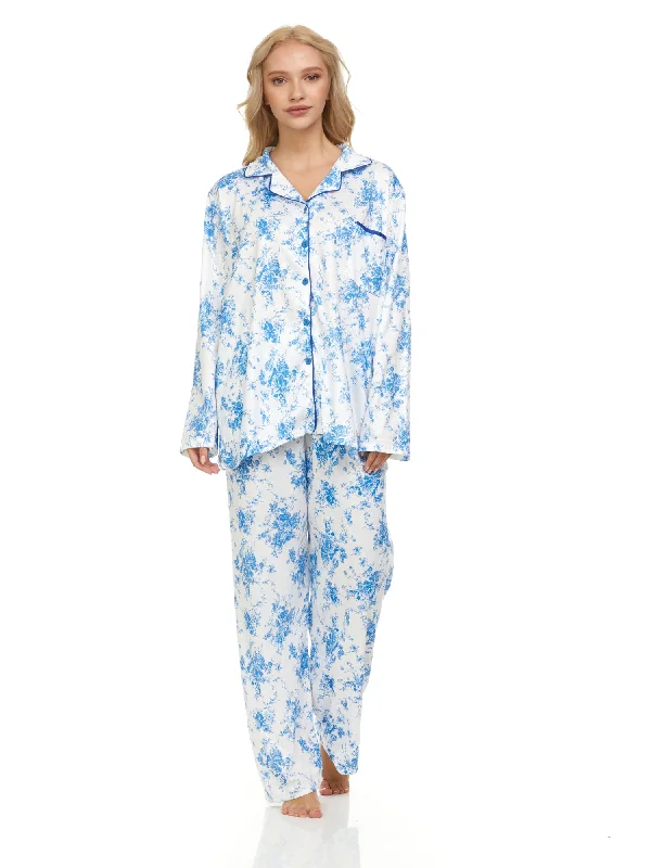 3105 Women Pajamas Set Pants And Top Long Sleeve, 2-Piece Female Pajamas Set