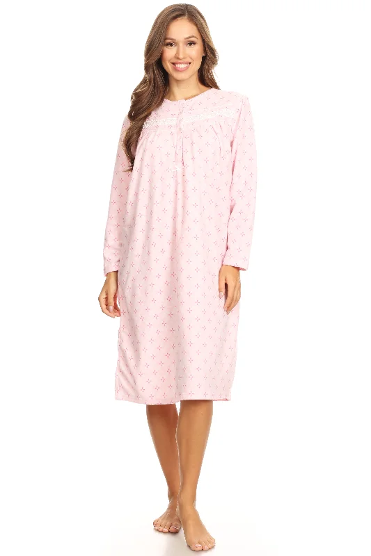 4028 Fleece Women Nightgown Sleepwear Female Long Sleeve Sleep Dress Nightshirt