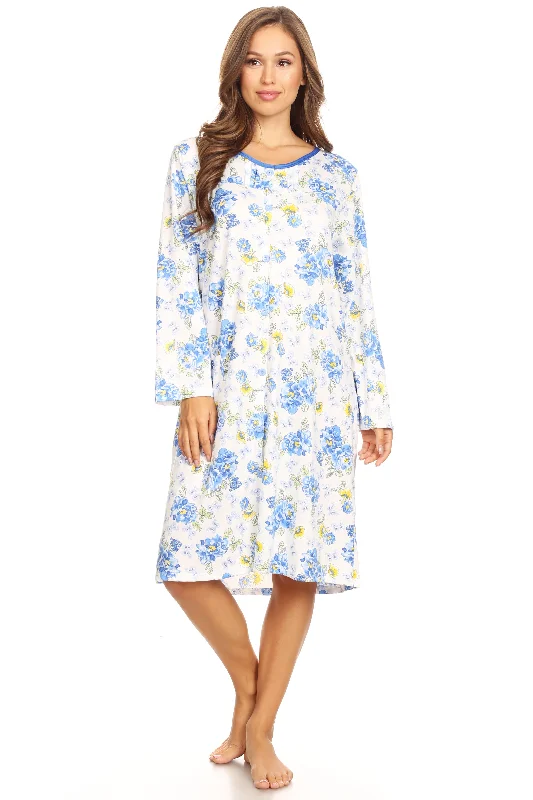 6007 Women Nightgown Sleepwear Pajamas Woman Long Sleeve Sleep Dress Nightshirt