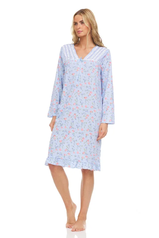 6015 Women Nightgown Sleepwear Pajamas Woman Long Sleeve Sleep Dress Nightshirt