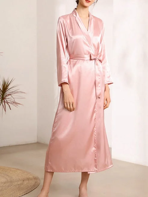 Pajamas Trim And Full Length Acetate Silk Nightgown for Women