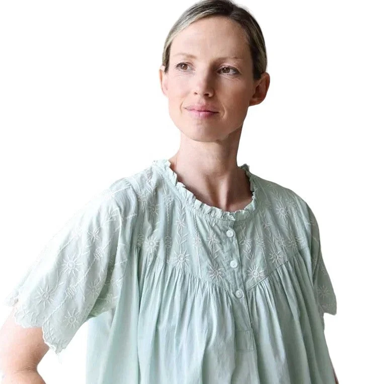 Zoe Embroidered Short Sleeve Nightdress Green